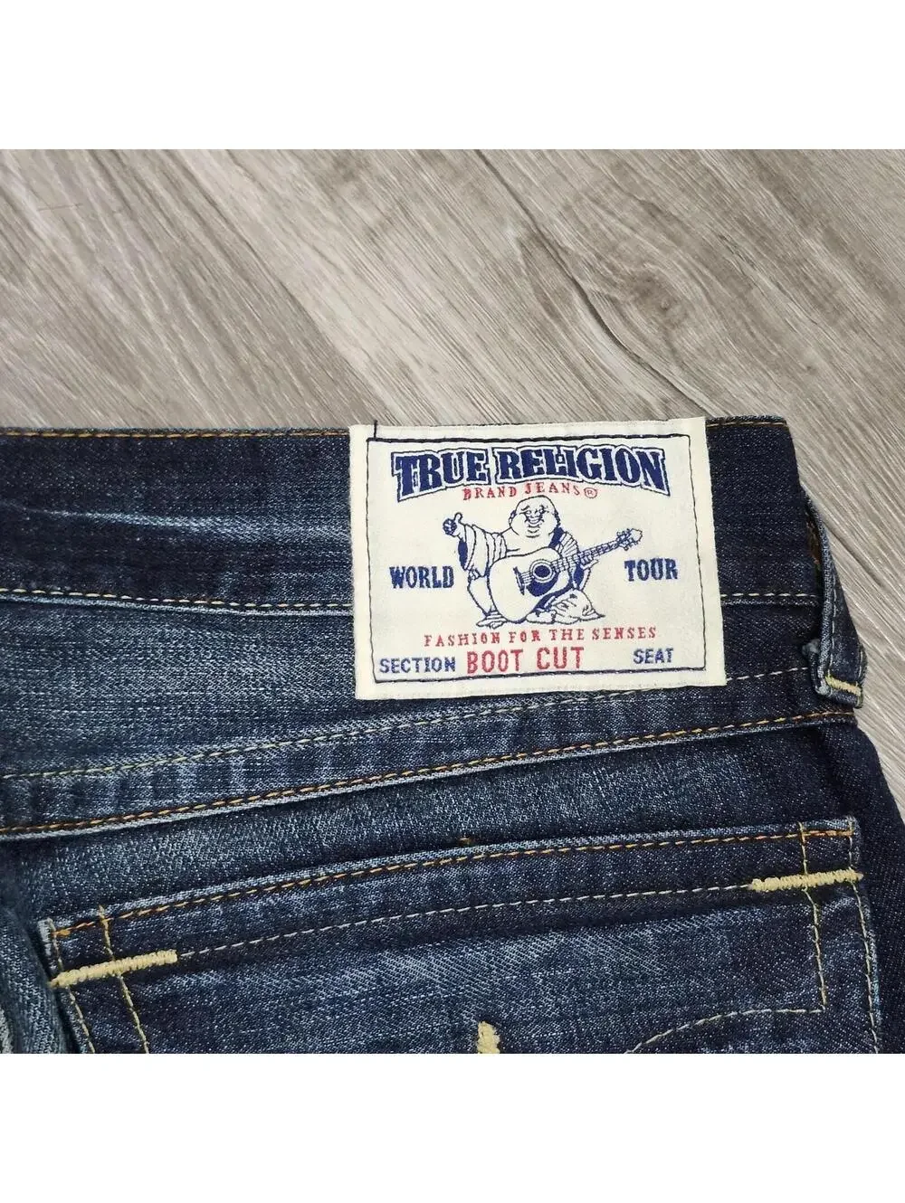 True Religion Bootcut Dark Wash Baggy Wide Loose Skate Distressed 34(37x30)